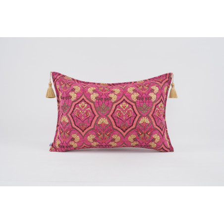 Fabric Pillow,Fabric Pillow 16x24,Mazenda Pink Carnation Pattern Turkish Pattern Jacquard Fabric Pillow,Bohemian Throw Pillow