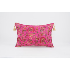 Fabric Pillow,Fabric Pillow 16x24,Mazenda Pink Caucasus Carnation Pattern Turkish Fabric Pillow Cover,Decorative Bohemian Pillow