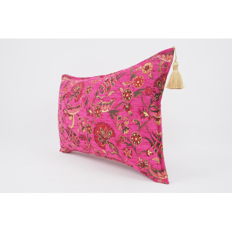 Fabric Pillow,Fabric Pillow 16x24,Mazenda Pink Caucasus Carnation Pattern Turkish Fabric Pillow Cover,Decorative Bohemian Pillow