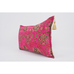 Fabric Pillow,Fabric Pillow 16x24,Mazenda Pink Topkapi Palace Tulip Pattern Turkish Jacquard  Fabric Pillow Cover,Throw Pillow