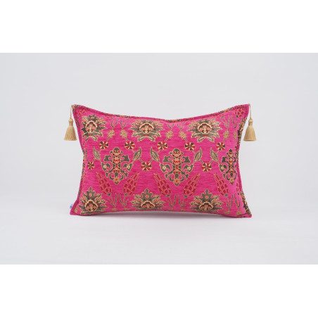 Fabric Pillow,Fabric Pillow 16x24,Mazenda Pink Topkapi Palace Tulip Pattern Turkish Jacquard  Fabric Pillow Cover,Throw Pillow