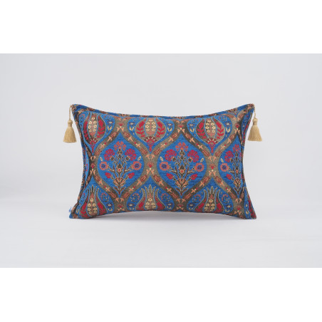 Fabric Pillow,Fabric Pillow 16x24,Navy Blue Morocco Pattern Turkish Jacquard Fabric Pillow Cover,Chenille Fabric Bohemian Pillow