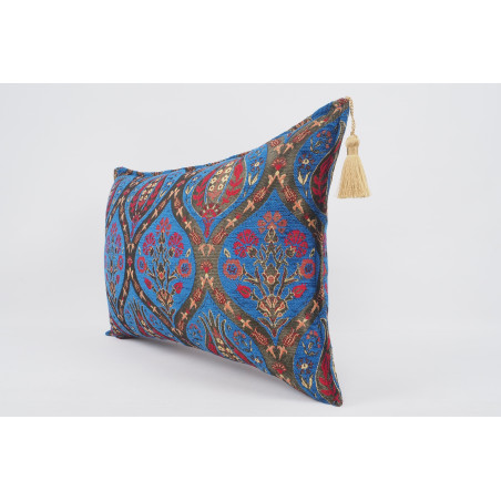 Fabric Pillow,Fabric Pillow 16x24,Navy Blue Morocco Pattern Turkish Jacquard Fabric Pillow Cover,Chenille Fabric Bohemian Pillow