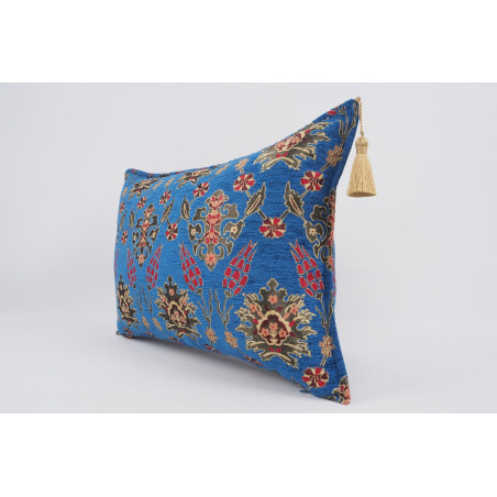 Fabric Pillow,Fabric Pillow 16x24,Navy Blue Topkapi Palace Tulip Pattern Turkish Jacquard Fabric Pillow Cover,Throw Pillow Case