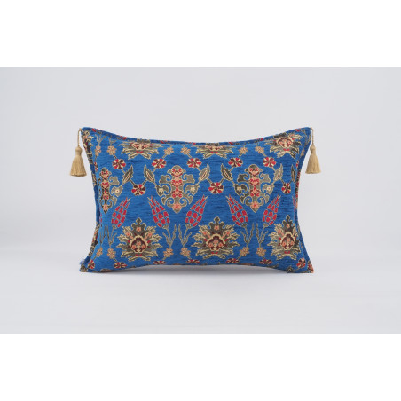 Fabric Pillow,Fabric Pillow 16x24,Navy Blue Topkapi Palace Tulip Pattern Turkish Jacquard Fabric Pillow Cover,Throw Pillow Case