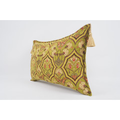 Fabric Pillow,Fabric Pillow 16x24,Pistachio Green Carnation Pattern Turkish Pattern Jacquard Fabric Pillow,Bohemian Throw Pillow