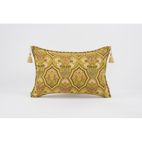 Fabric Pillow,Fabric Pillow 16x24,Pistachio Green Carnation Pattern Turkish Pattern Jacquard Fabric Pillow,Bohemian Throw Pillow