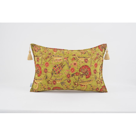 Fabric Pillow,Fabric Pillow 16x24,Pistachio Green Caucasus Carnation Pattern Turkish Fabric Pillow, Decorative Bohemian Pillow