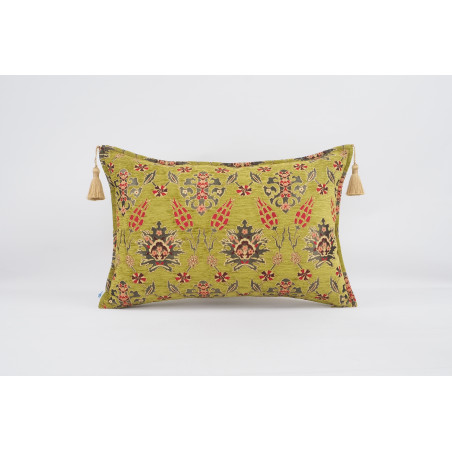 Fabric Pillow,Fabric Pillow 16x24,Pistachio Green Topkapi Palace Tulip Pattern Turkish Jacquard Fabric Pillow,Throw Sofa Pillow