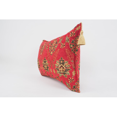 Fabric Pillow,Fabric Pillow 16x24,Red Topkapi Palace Tulip Pattern Turkish Jacquard Fabric Pillow Cover,Throw Pillow,Sofa Pillow