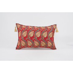 Fabric Pillow,Fabric Pillow 16x24,Red Water Line Tulip Pattern Turkish Jacquard Fabric Pillow, Decorative Chenille Fabric Pillow