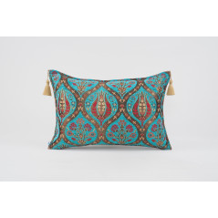 Fabric Pillow,Fabric Pillow 16x24,Turquoise Blue Morocco Pattern Turkish Jacquard Fabric Pillow Cover,Chenille Bohemian Pillow