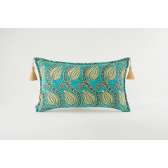 Fabric Pillow,Fabric Pillow 12x20,Turquoise Blue Water Line Tulip Pattern Turkish Fabric Pillow,Decorative,Bohemian Pillow