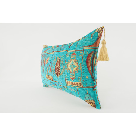 Fabric Pillow,Fabric Pillow 12x20,Turquoise Blue Turkish Dream Pattern Turkish Fabric Pillow,Decorative Pillow,Bohemian Pillow