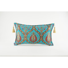 Fabric Pillow,Fabric Pillow 12x20,Turquoise Blue Morocco Pattern Tulip Turkish Fabric Pillow,Decorative Pillow,Bohemian Pillow