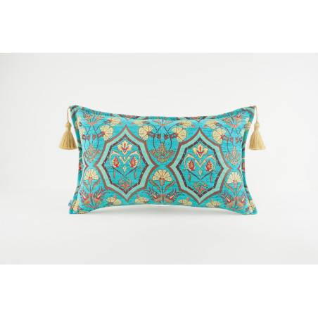 Fabric Pillow,Fabric Pillow 12x20,Turquoise Blue Carnation Pattern Turkish Fabric Pillow,Decorative Throw Pillow,Bohemian Pillow