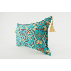 Fabric Pillow,Fabric Pillow 12x20,Turquoise Blue Carnation Pattern Turkish Fabric Pillow,Decorative Throw Pillow,Bohemian Pillow