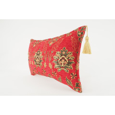 Fabric Pillow,Fabric Pillow 12x20,Red Topkapi Palace Tulip Pattern Turkish Fabric Pillow Cover,Decorative Pillow,Throw Pillow