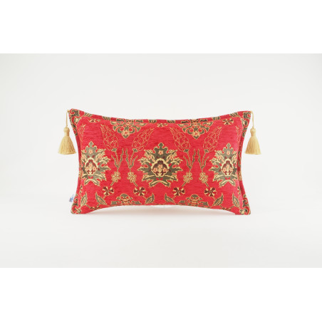 Fabric Pillow,Fabric Pillow 12x20,Red Topkapi Palace Tulip Pattern Turkish Fabric Pillow Cover,Decorative Pillow,Throw Pillow