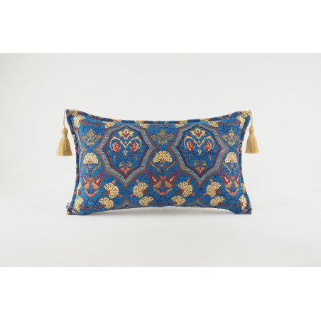 Fabric Pillow,Fabric Pillow 12x20,Navy Blue Carnation Pattern Turkish Fabric Pillow,Decorative Throw Pillow,Bohemian Pillow