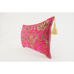 Fabric Pillow,Fabric Pillow 12x20,Mazenda Pink Topkapi Palace Tulip Pattern Turkish Jacquard  Fabric Pillow Cover,Throw Pillow