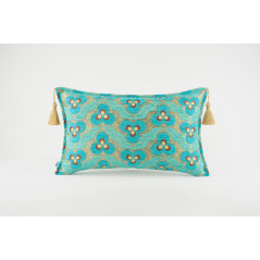 Fabric Pillow, Fabric Pillow 12x20, Turquoise Blue Tiger Eyes Pattern Turkish Fabric Pillow Cover, Decorative Bohemian Pillow