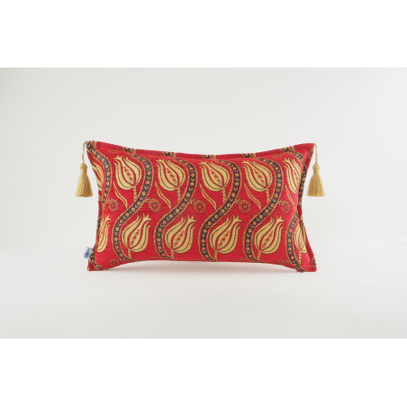 Fabric Pillow, Fabric Pillow 12x20, Red Water Line Tulip Pattern Turkish Fabric Pillow, Decorative Pillow, Bohemian Pillow