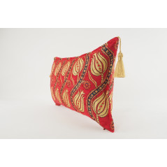 Fabric Pillow, Fabric Pillow 12x20, Red Water Line Tulip Pattern Turkish Fabric Pillow, Decorative Pillow, Bohemian Pillow