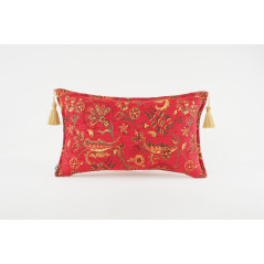 Fabric Pillow, Fabric Pillow 12x20, Red Caucasus Carnation Pattern Turkish Fabric Pillow, Decorative Bohemian Pillow