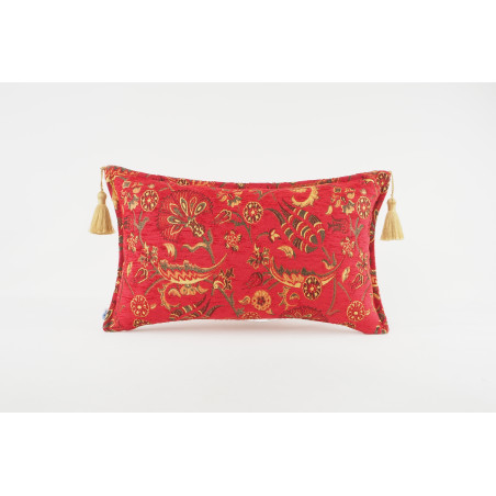 Fabric Pillow, Fabric Pillow 12x20, Red Caucasus Carnation Pattern Turkish Fabric Pillow, Decorative Bohemian Pillow