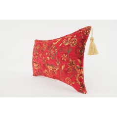 Fabric Pillow, Fabric Pillow 12x20, Red Caucasus Carnation Pattern Turkish Fabric Pillow, Decorative Bohemian Pillow