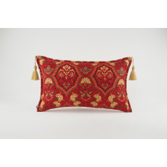 Fabric Pillow, Fabric Pillow 12x20, Red Carnation Pattern Turkish Fabric Pillow,Decorative Pillow, Throw Pillow,Bohemian Pillow