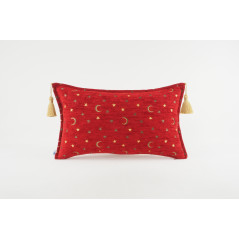 Fabric Pillow, Fabric Pillow 12x20, Red Arabian Night Pattern Turkish Fabric Pillow Cover, Decorative Accent and Throw Pillow