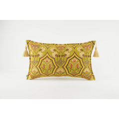 Fabric Pillow, Fabric Pillow 12x20, PIstachio Green Carnation Pattern Turkish Fabric Pillow, Decorative Pillow, Bohemian Pillow