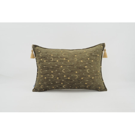 Fabric Pillow, Fabric Pillow 16x24, Moss Green Arabian Night Pattern Turkish Fabric Pillow Cover, Chenille Bohemian Pillow