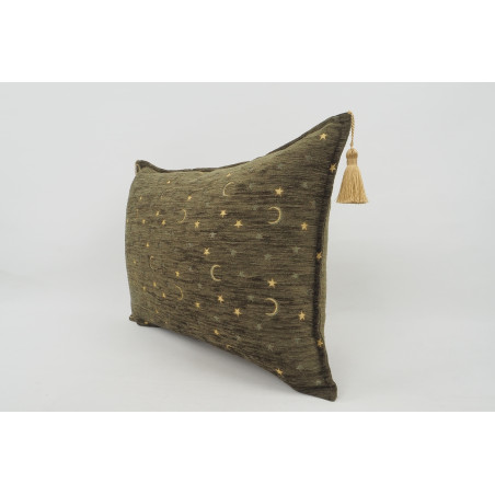 Fabric Pillow, Fabric Pillow 16x24, Moss Green Arabian Night Pattern Turkish Fabric Pillow Cover, Chenille Bohemian Pillow