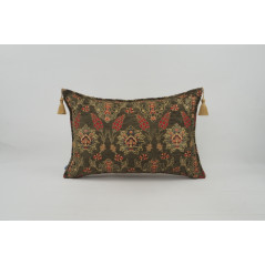 Fabric Pillow, Fabric Pillow 16x24, Moss Green Topkapi Palace Tulip Pattern Turkish Jacquard  Fabric Pillow Cover, Throw Pillow