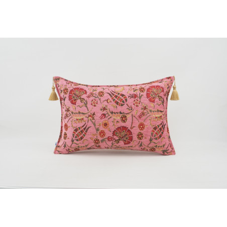 Fabric Pillow,Fabric Pillow 16x24, Pale Pink Caucasus Carnation Pattern Turkish Fabric Pillow, Decorative Pillow,Bohemian Pillow