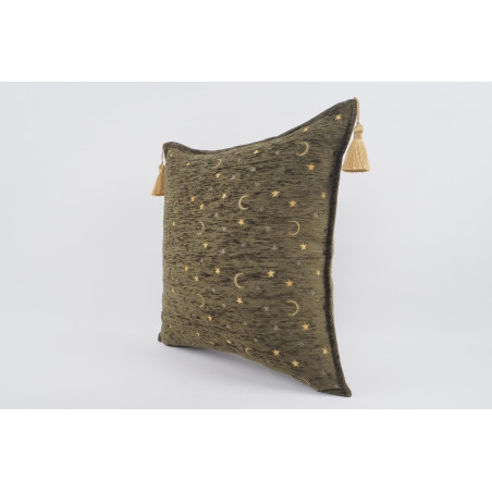 Fabric Pillow,Fabric Pillow 24x24,Moss Green Arabian Night Pattern Turkish Jacquard Fabric Pillow Cover,Throw And Lumbar Pillow