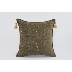 Fabric Pillow,Fabric Pillow 24x24,Moss Green Arabian Night Pattern Turkish Jacquard Fabric Pillow Cover,Throw And Lumbar Pillow
