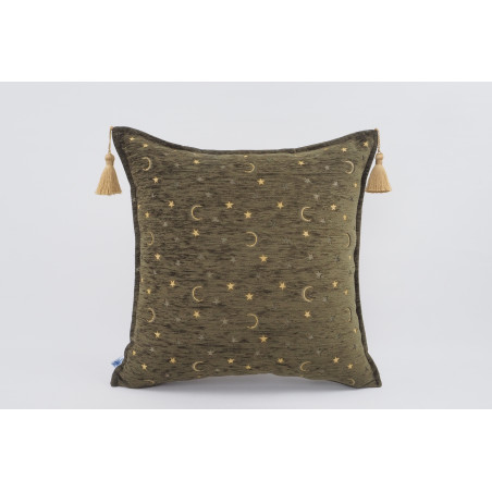 Fabric Pillow,Fabric Pillow 24x24,Moss Green Arabian Night Pattern Turkish Jacquard Fabric Pillow Cover,Throw And Lumbar Pillow