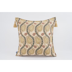 Fabric Pillow,Fabric Pillow 24x24,Beige Water Line Tulip Pattern Turkish Jacquard Fabric Pillow Cover,Throw Pillow,Lumbar Pillow