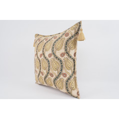 Fabric Pillow,Fabric Pillow 24x24,Beige Water Line Tulip Pattern Turkish Jacquard Fabric Pillow Cover,Throw Pillow,Lumbar Pillow