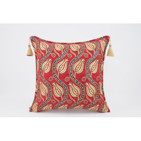 Fabric Pillow,Fabric Pillow 24x24, Red Water Line Tulip Pattern Turkish Jacquard Fabric Pillow Cover, Throw Pillow,Lumbar Pillow