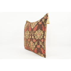 Fabric Pillow,Fabric Pillow 24x24,Brown Topkapi Palace Tulip Pattern Turkish Jacquard Fabric Pillow Case,Throw and Lumbar Pillow