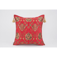 Fabric Pillow,Fabric Pillow 24x24, Red Topkapi Palace Tulip Pattern Turkish Jacquard Fabric Pillow Case, Throw and Lumbar Pillow