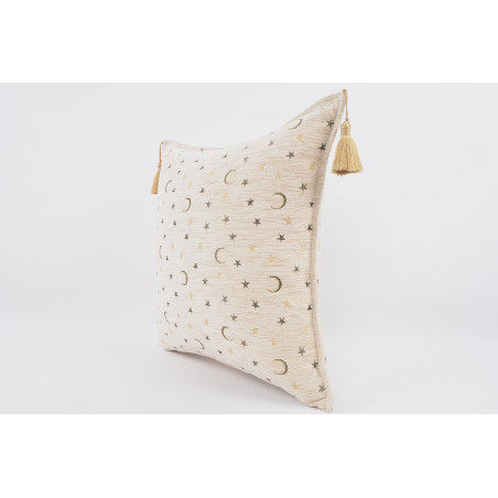 Fabric Pillow,Fabric Pillow 24x24, Beige Arabian Night Pattern Turkish Jacquard Fabric Pillow Cover, Throw Pillow,Lumbar Pillow