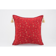 Fabric Pillow, Fabric Pillow 24x24, Red Arabian Night Pattern Turkish Jacquard Fabric Pillow Cover, Throw Pillow, Lumbar Pillow