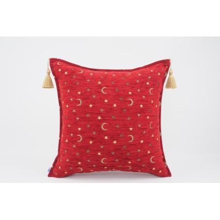 Fabric Pillow, Fabric Pillow 24x24, Red Arabian Night Pattern Turkish Jacquard Fabric Pillow Cover, Throw Pillow, Lumbar Pillow