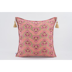 Fabric Pillow, Fabric Pillow 24x24, Pale Pink Tiger Eyes Pattern Turkish Jacquard Fabric Pillow, Decorative Throw Lumbar Pillow